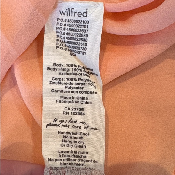 Aritzia Wilfred Sabine Wrap Front Tie Mini Dress Size XS Salmon Colour - Picture 5 of 6